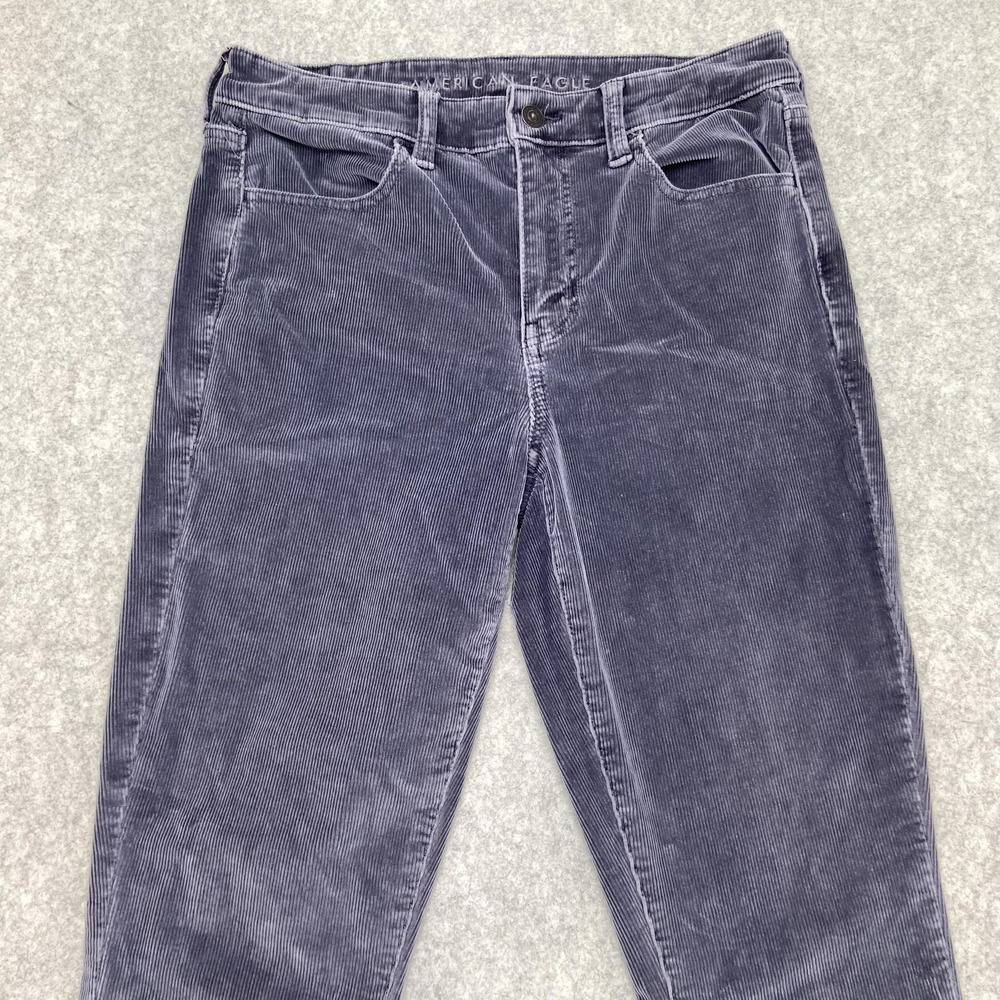 American Eagle Womens 8 Corduroy Pants (29x28) Gray Slim Stretch